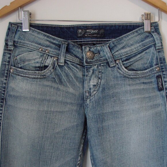 Silver Jeans McKenzie Crop Capri Light Wash 7.5" Rise Stretch Size 26 - Picture 2 of 13